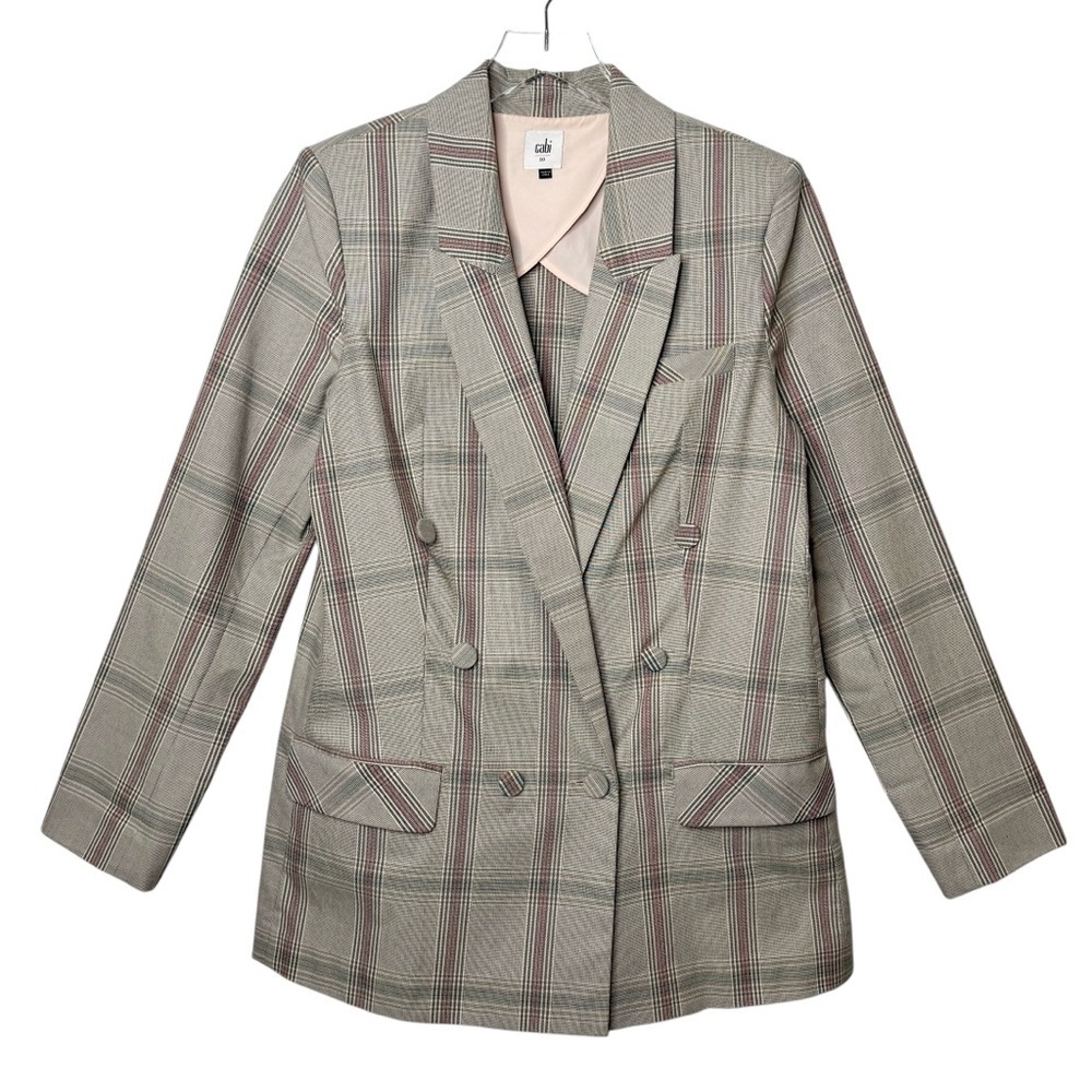 Cabi Sleuth Structured Plaid #5470 Women’s Double Breasted Longline Blazer Sz 10 - Picture 2 of 15